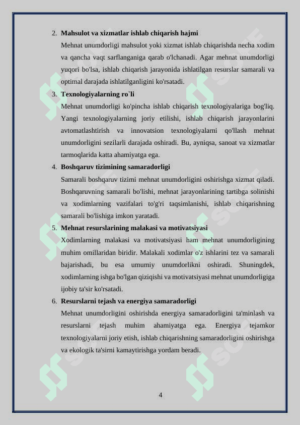 Tarmoqlar kesimida mehnat unumdorligining dinamikasi 4
