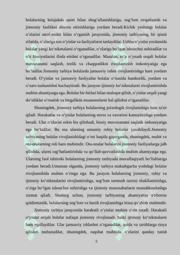MAKTABGACHA YOSHDAGI BOLALARNING JISMONIY TARBIYASI 5