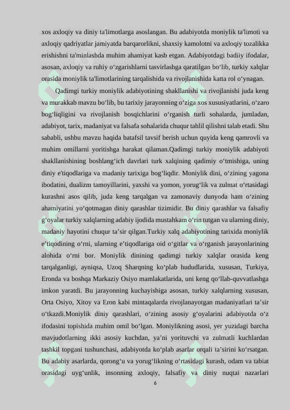 QADIMGI TURKIY MONIYLIK ADABIYOTIDA AXLOQIY-TARBIYAVIY MASALARNING BADIIY TALQINI. 6