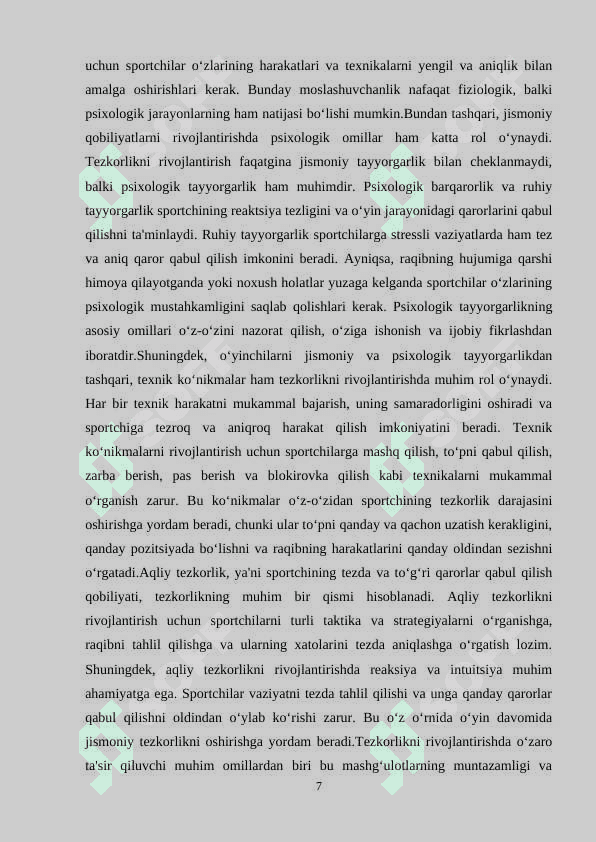 VOLEYBOLCHINING TEZKORLIK JISMONIY SIFATLARINI RIVOJLANTIRISH USULLARI. 6
