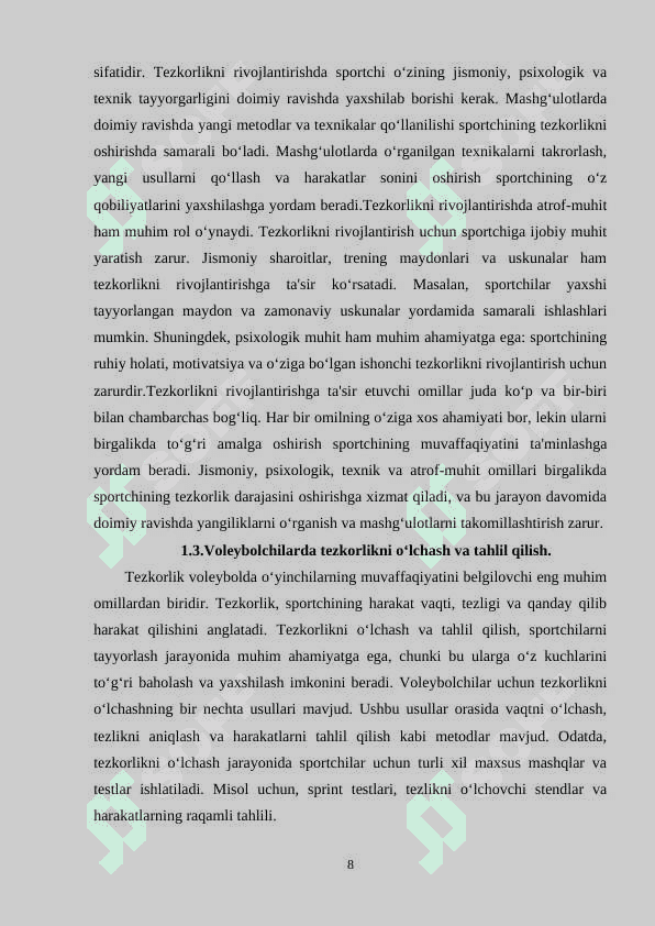 VOLEYBOLCHINING TEZKORLIK JISMONIY SIFATLARINI RIVOJLANTIRISH USULLARI. 7