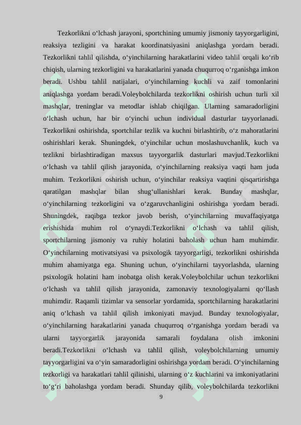 VOLEYBOLCHINING TEZKORLIK JISMONIY SIFATLARINI RIVOJLANTIRISH USULLARI. 8