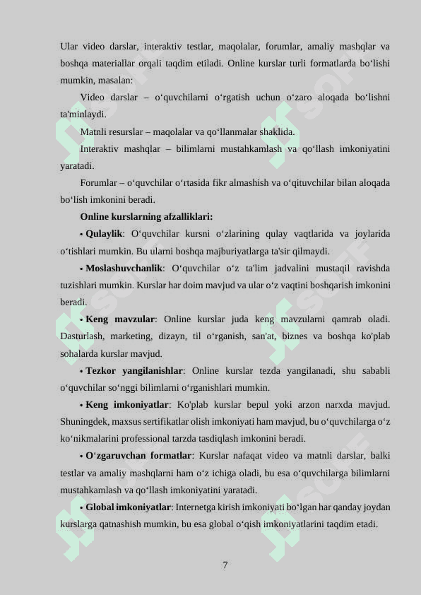 ONLINE KURSLAR VA ULARGA DIDAKTIK MATERIALLAR TAYYORLASH 8