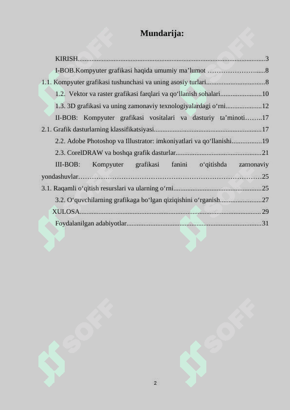 Kompyuter grafikasi va uning o`qitish metodikasi 2