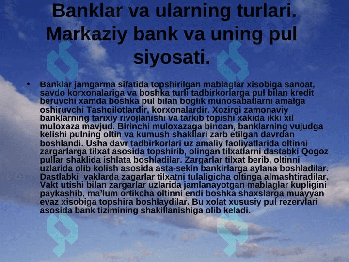 Pul muomalasi,kredit va banklar 7