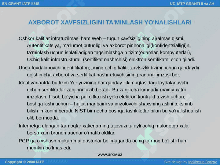internet tarmog'ida axborot himoyasi 7