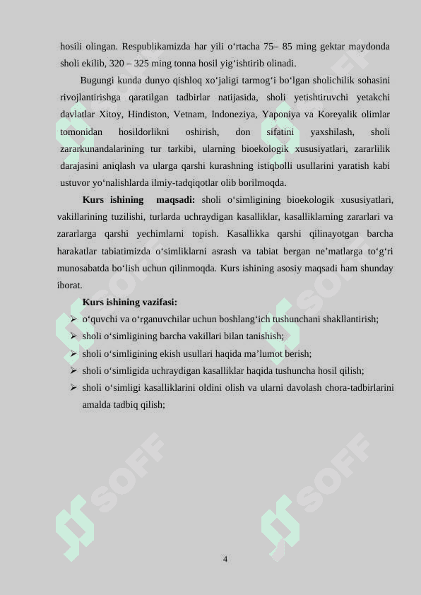 Sholi o‘simlikning bioekologik  xususiyatlari 4