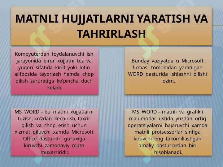 Matn muharrirlari va Word matn protsessori 4