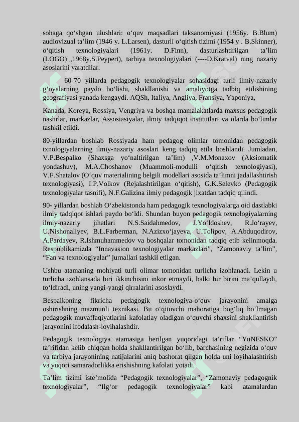 PEDAGOGIK TEXNOLOGIYA ASOSLARI. INNOVATSION PEDAGOGIKA. 2