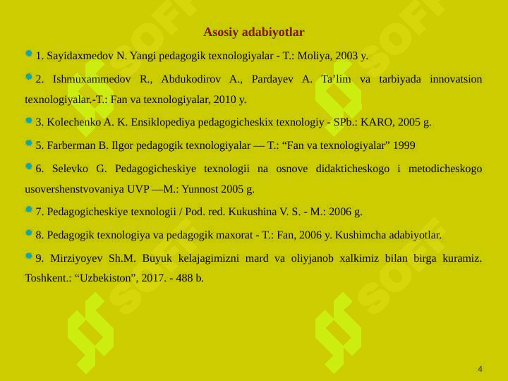 O‘qituvchining kasbiy  kompetentsiyaning  mazmuni va tuzilishi. 4
