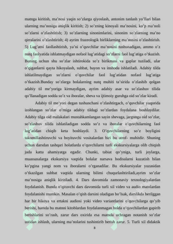 BOSHLANG'ICH SINF O'QITUVCHILARINI IMLOGA O'RGATISHDA IZOHLI LUG'AT VA IMLO LUG'ATI DAN FOYDALANISH 8