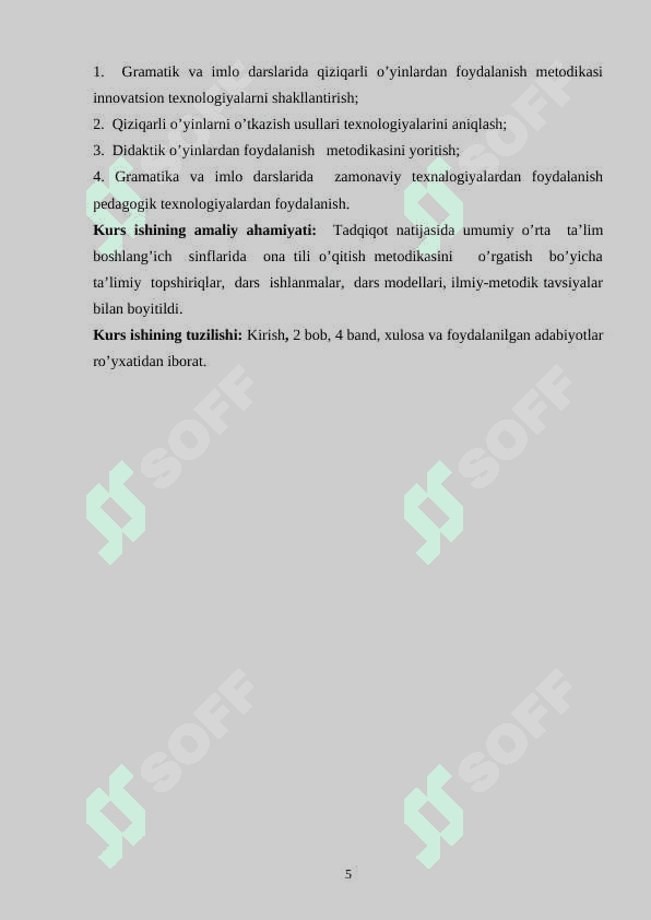 BOSHLANG’ICH SINF GRAMMATIKA, IMLO VA NUTQ O’STIRISH DARSLARIDA KO’RGAZMALI QUROLLARDAN FOYDALANISH 5