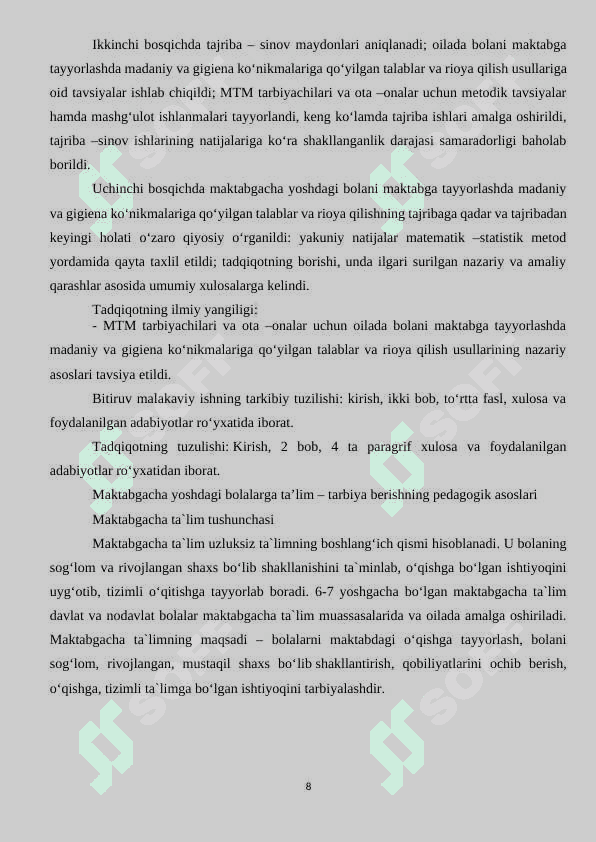 Ta’lim tarbiya ishlarini rejalashtirish 8