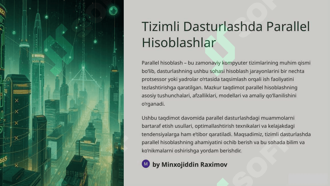 Tizimli dasturlashda paralel hisoblashlar 2