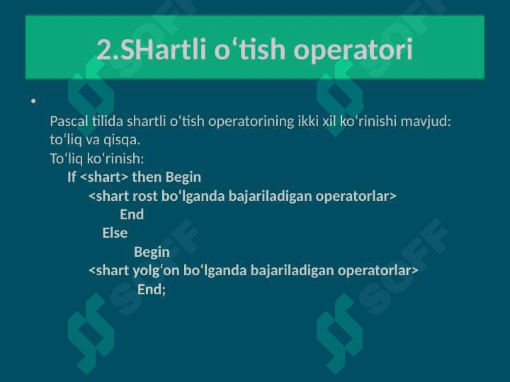 Paskalda shartli va shartsiz o‘tish operatorlari 4