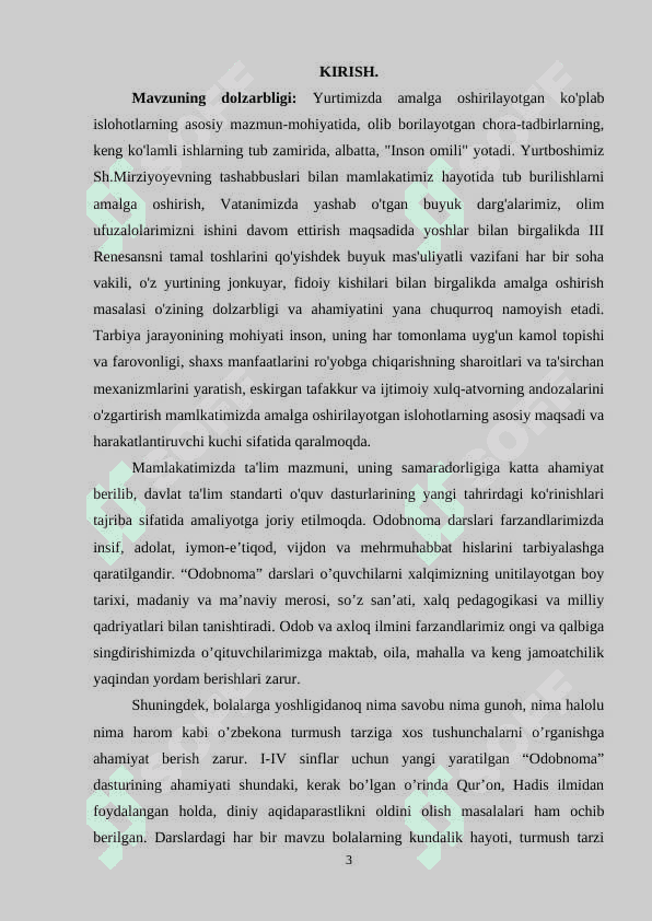 BOSHLANG'ICH SINF O’QUVCHILARIDA “ODOBNOMA” DARSLARI ORQALI MILLIY 3