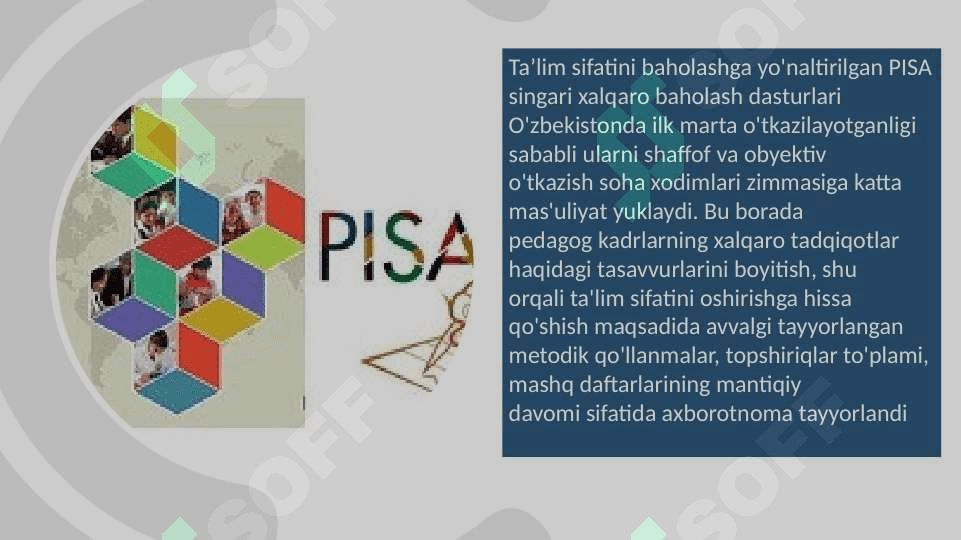 PISA Xalqaro baholash dasturida matematikaga oid mazmun sohalari 6