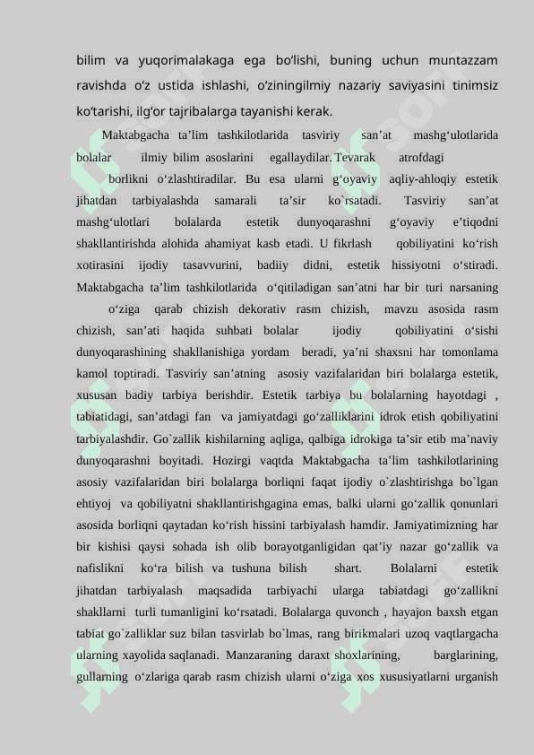 TASVIRIY FAOLIYAT MASHG’ULOTLARI VA ART TEXNOLOGIYALARINI LOYIHALASH 3