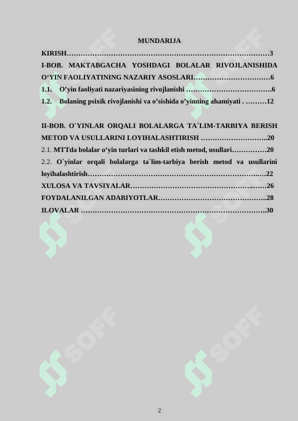 O'yin bolalarga ta'lim-tarbiya berish metod va usullarini loyihalashtirish 2