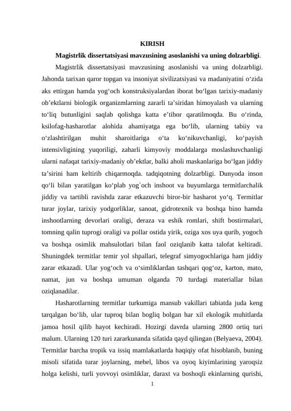 KSILOFAG HASHAROTLARINING O’RGANILISH HOLATI