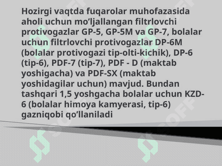 SHAXSIY HIMOYA VOSITALARI, MAXSUS HIMOYA VOSITALARI, SHAXSIY TIBBIY VOSITALARI VA ULARDAN FOYDALANISH 7