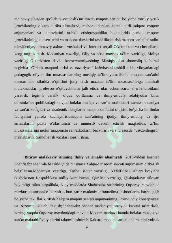 O’zbek musiqa san’atida katta ashula yo’nalishining tutgan o’rni va bugungi rivoji 6