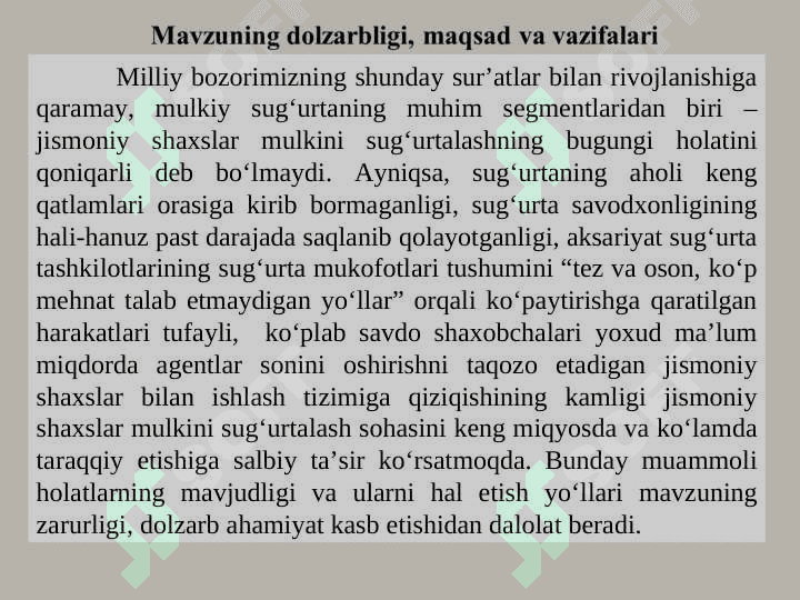 Mol-mulk sug’urtasi 2