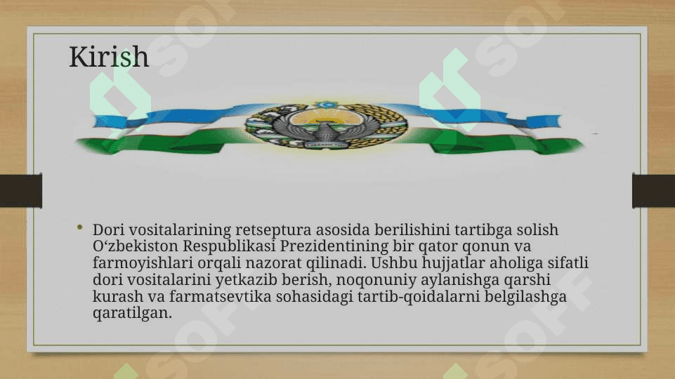 Oʻzbekiston Respublikasi Prezidentining retsepturalarga asoslangan qonun va farmoyishi 2