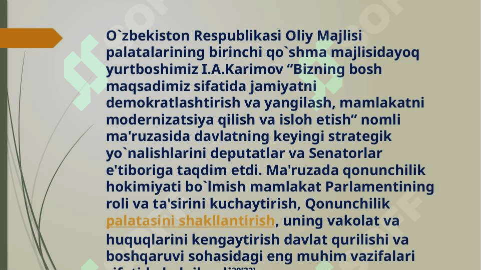 yangilangan konstitutsiyada oliy majlisning davlat organlari tizimidagi o’rni va funksiyalari 2