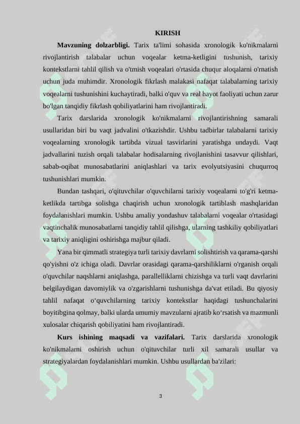 Kurs ishi namuna tarix 3
