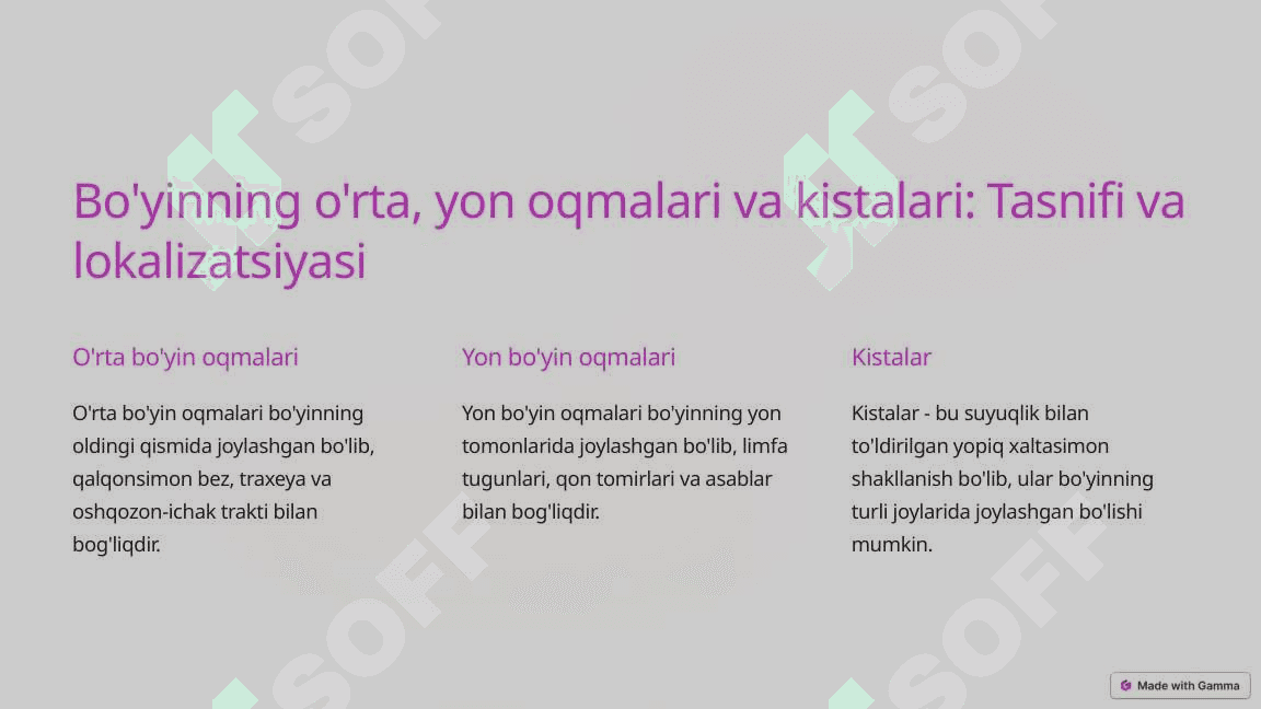 Boʻyinnig oʻrta, yon oqmalari va kistalari.Simpatektomiya 3