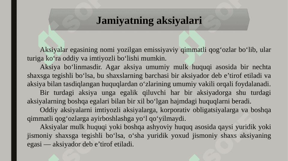 Aksiyadorlik jamiyatining ustav fondi (ustav kapitali) 7