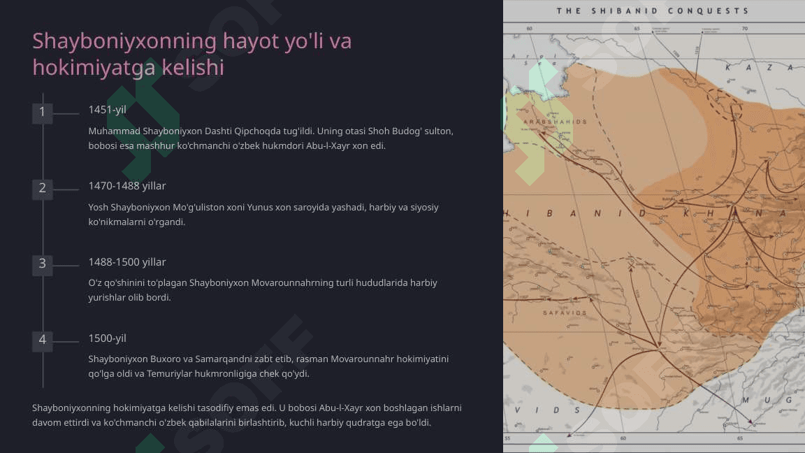 Tarix fanidan Shayboniyxon va uning hukumronlik yillaridagi siyosati 2