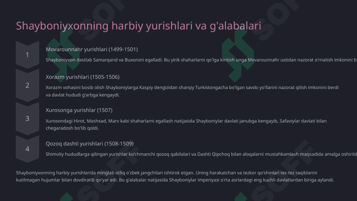 Tarix fanidan Shayboniyxon va uning hukumronlik yillaridagi siyosati 4