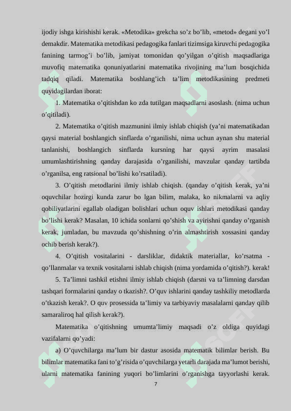 BOSHLANG’ICH SINFLARDA MATEMATIKA FANINI NOAN’ANAVIY USULDA O’QITISH 6