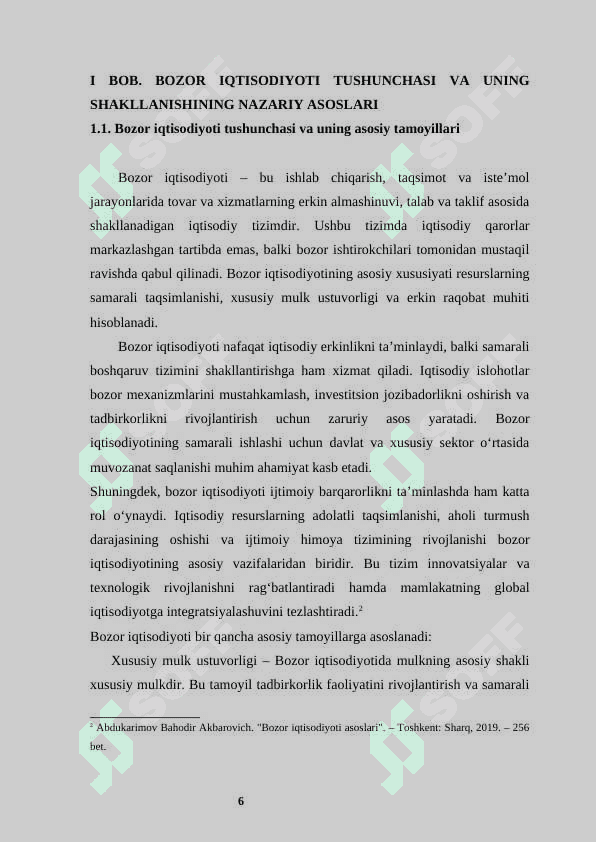 Bozor iqtisodiyoti, uning shakllanishi va rivojlanish shart-sharoitlari 6