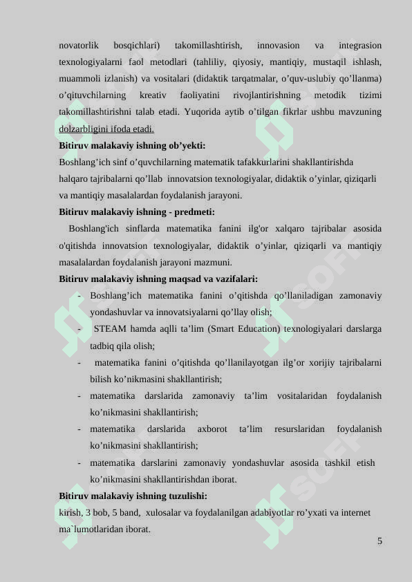 BOSHLANG'ICH SINFLARDA MATEMATIKA FANINI ILG'OR XALQARO TAJRIBALAR ASOSIDA O'QITISH 5