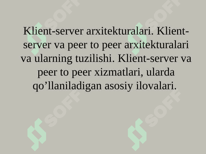 Tarmoq arxitekturasi 2