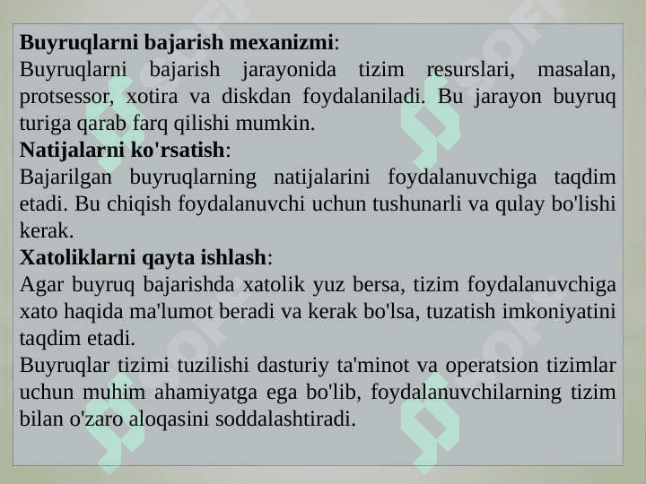 Buyruqlar tizimi interfeyslarni tashkil etilishi. 3