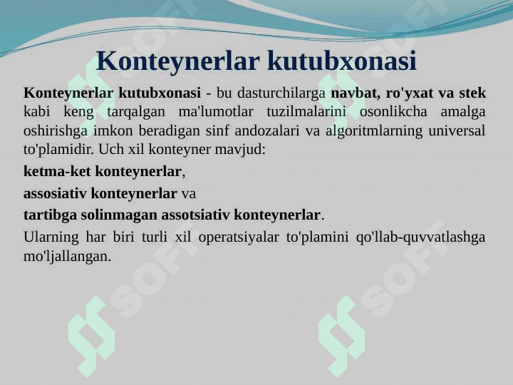 Kontеynеrlar adaptеrlari.      Stek, Navbat va Dek 2