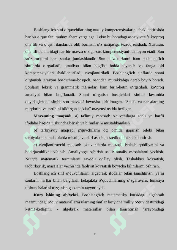 BOSHLANG’ICH SINIFLARDA O’ZGARUVCHILI IFODALARNI O’RGATISH USLUBLARI 7