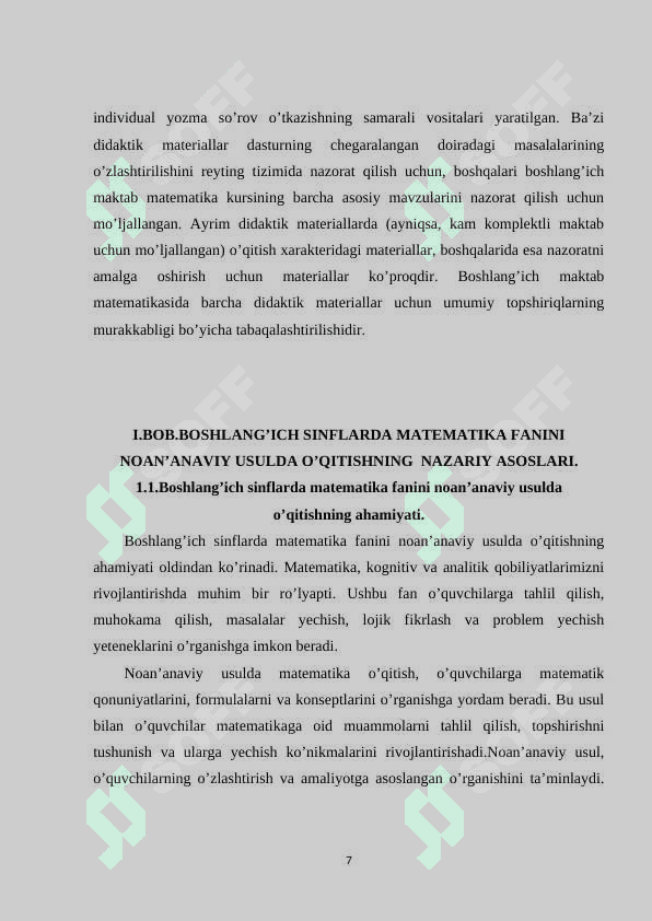 BOSHLANG’ICH SINFLARDA MATEMATIKA FANINI NOAN’ANAVIY USULDA O’QITISH 6