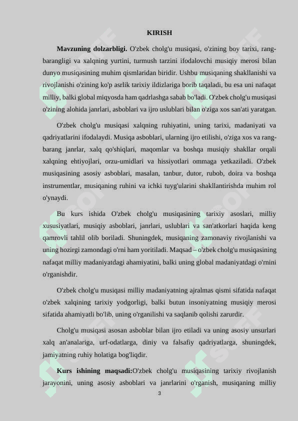 O'ZBEK CHOLG'U MUSIQASI 3