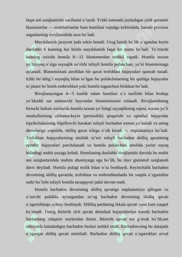 Embrional taraqqiyot 5