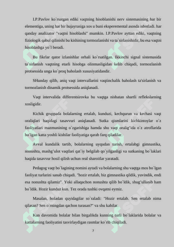 MAKTABGACHA TA'LIM TASHKILOTLARIDA VAQT HAQIDAGI TASAVVURLARINI SHAKLLANTIRISH YO'LLARI 7