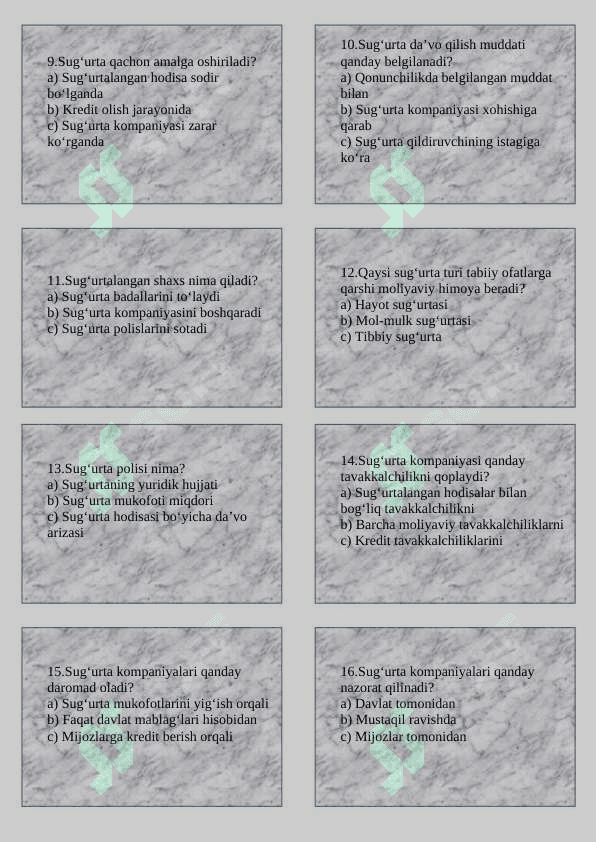 Sug'urta  test 20 2