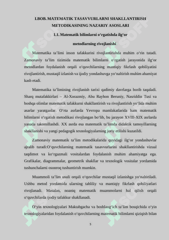 O'ZBEKISTONDA VA CHET MAMLAKATLARIDA MATEMATIK TASAVVURLARNI SHAKLLANTIRISH METODIKASI ASOSLARINING RIVOJLANISHI 5
