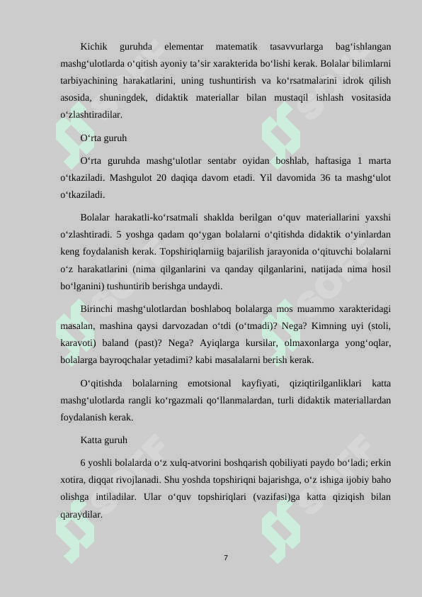 O'ZBEKISTONDA VA CHET MAMLAKATLARIDA MATEMATIK TASAVVURLARNI SHAKLLANTIRISH METODIKASI ASOSLARINING RIVOJLANISHI 7