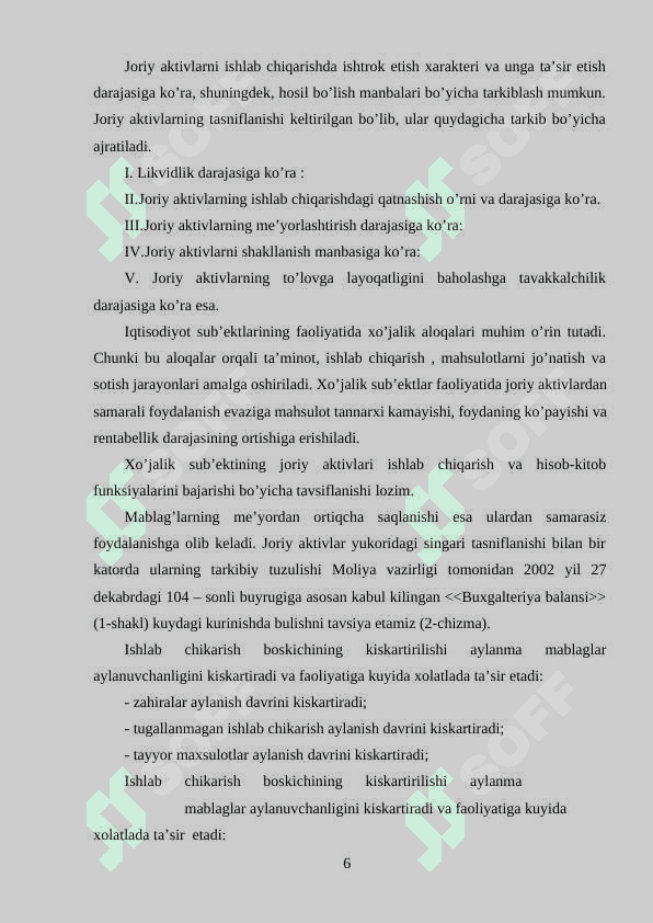 Asosiy vositalar ta'mirini hisobga olish 6