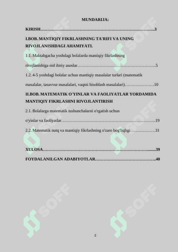 MAKTABGACHA 4-5 YOSHDAGI BOLALARNI MATEMATIK RIVOJLANTIRISH JARAYONIDA MANTIQIY FIKRLASHGA O'RGATISH 2
